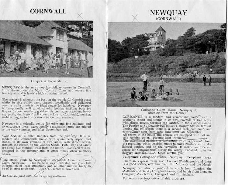 1960 cornwall hotel brochure