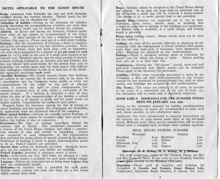 Corisande Manor Hotel, Cornwall, 1960 brochure page 6-7